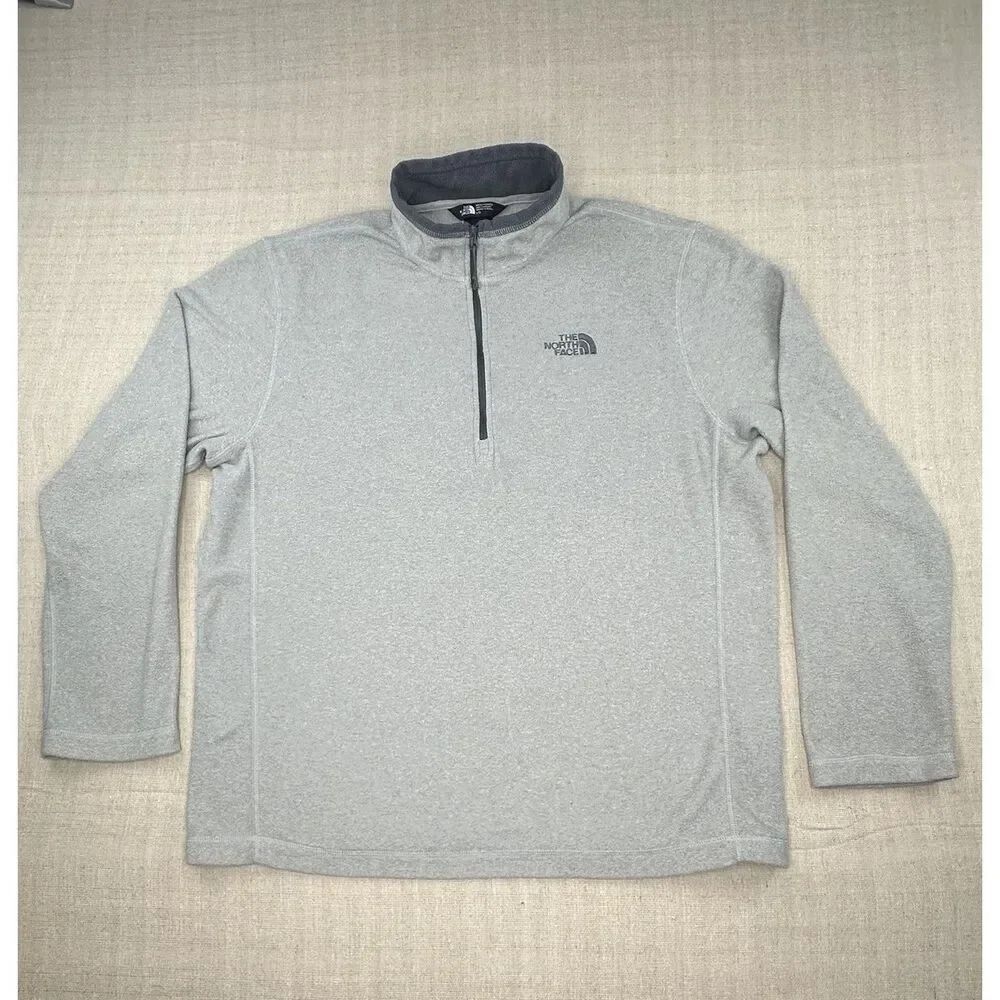 The North Face Men's Medium 1/4 Zip Pullover 100% Polyester Sweater Shirt Gray